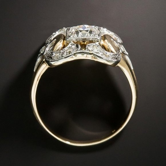 NEW Vintage Gold Round Diamond Art Deco Ring - Picture 11 of 12